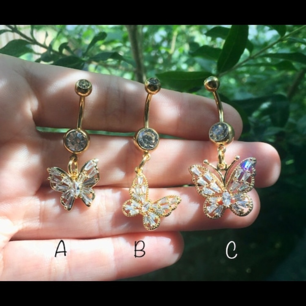 Crystal Butterfly Belly Button Rings